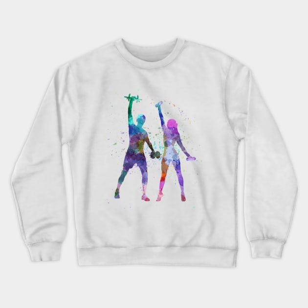 woman exercising with man coach Crewneck Sweatshirt by PaulrommerArt